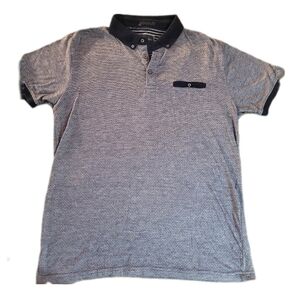 Denim & Flower / Men's Front Pocket Polo Shirt / M / Gray